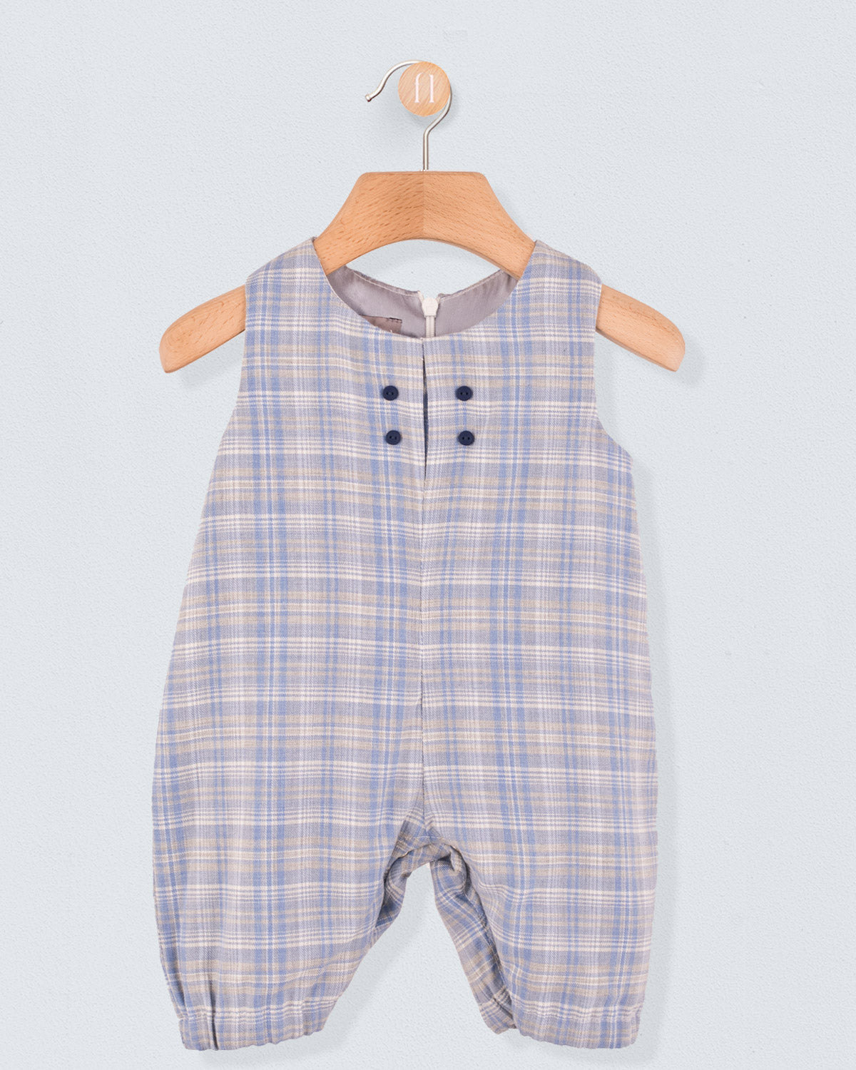 Harry Italian Blue Plaid Flannel Romper